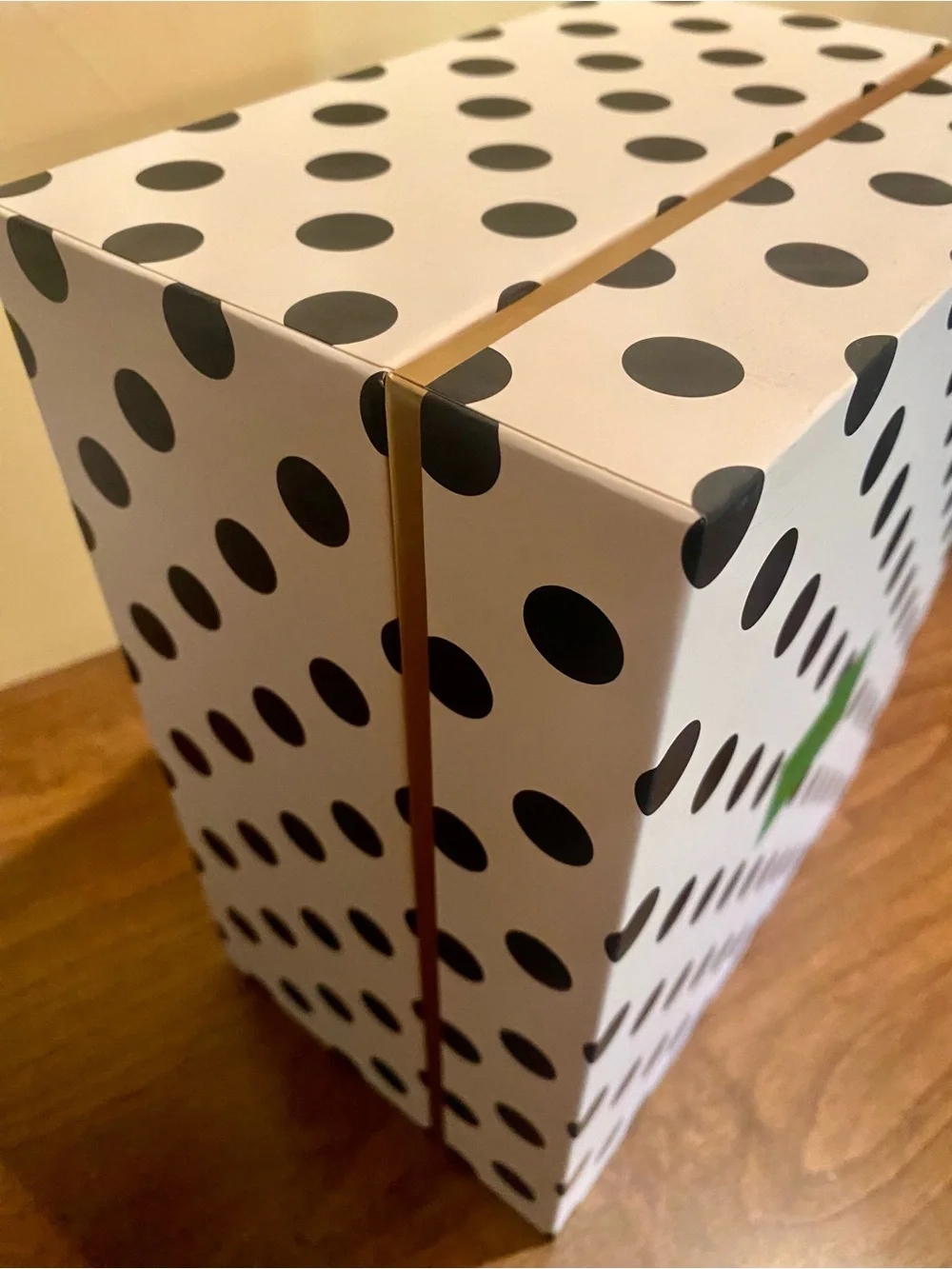 Kate Spade Black & White Polka Dot Nesting Storage Box, Gold Trim, Floral Inside